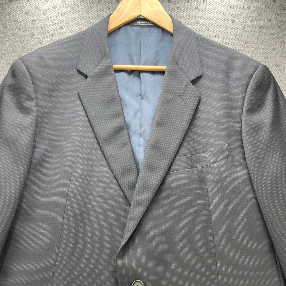 Vintage Mani Giorgio Armani Mens 42L Wool Blazer Blue Gray Microdot Sport Coats
